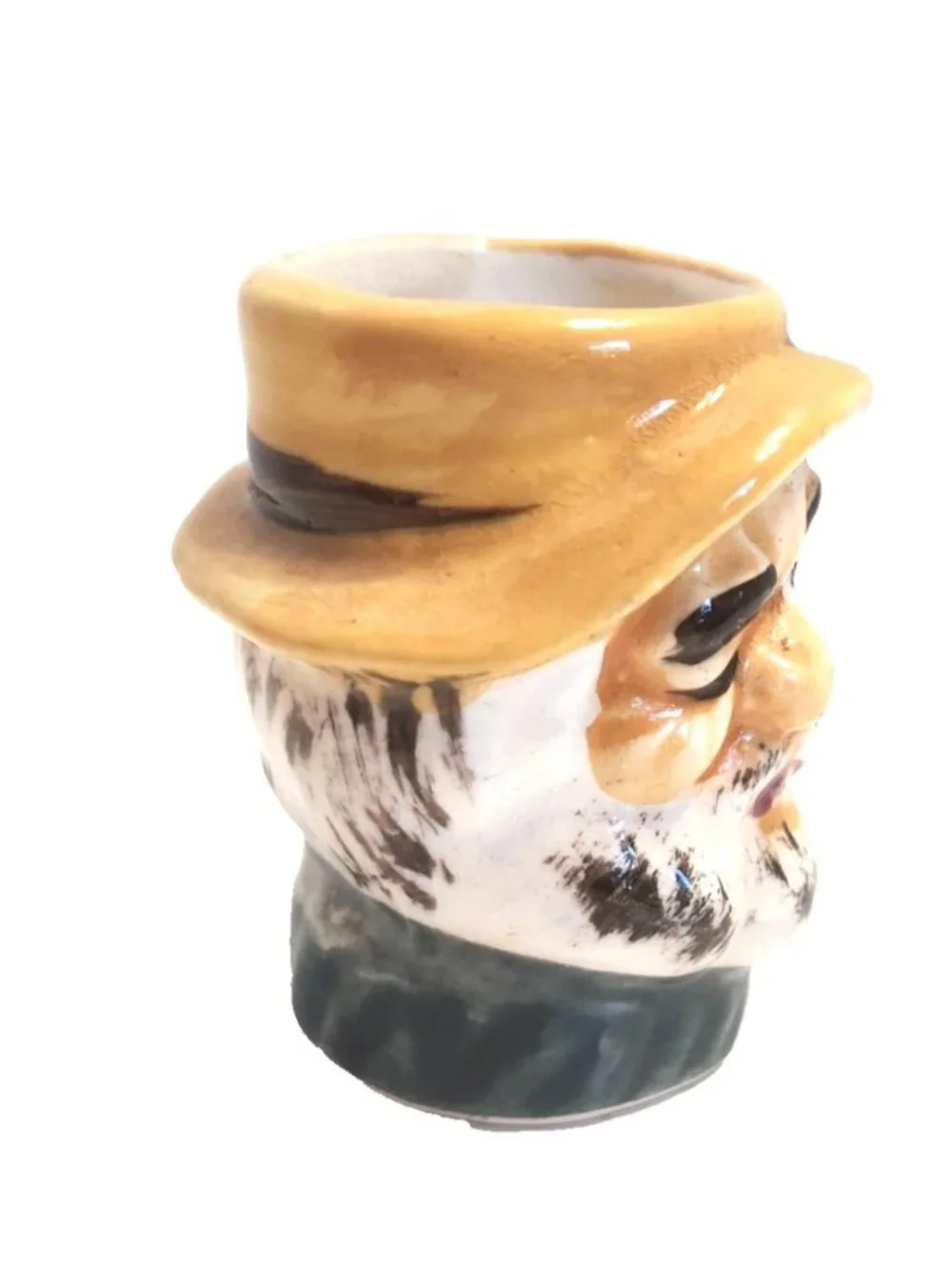 Vintage Winking Fisherman Bearded Man Mini Toby Mug Made In Japan Shot Glass